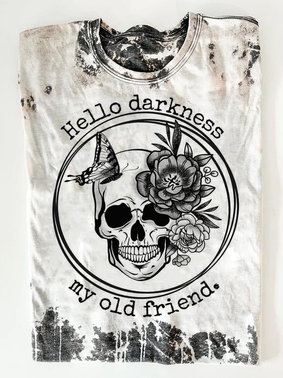Hello Darkness My Old Friend Skull Tee