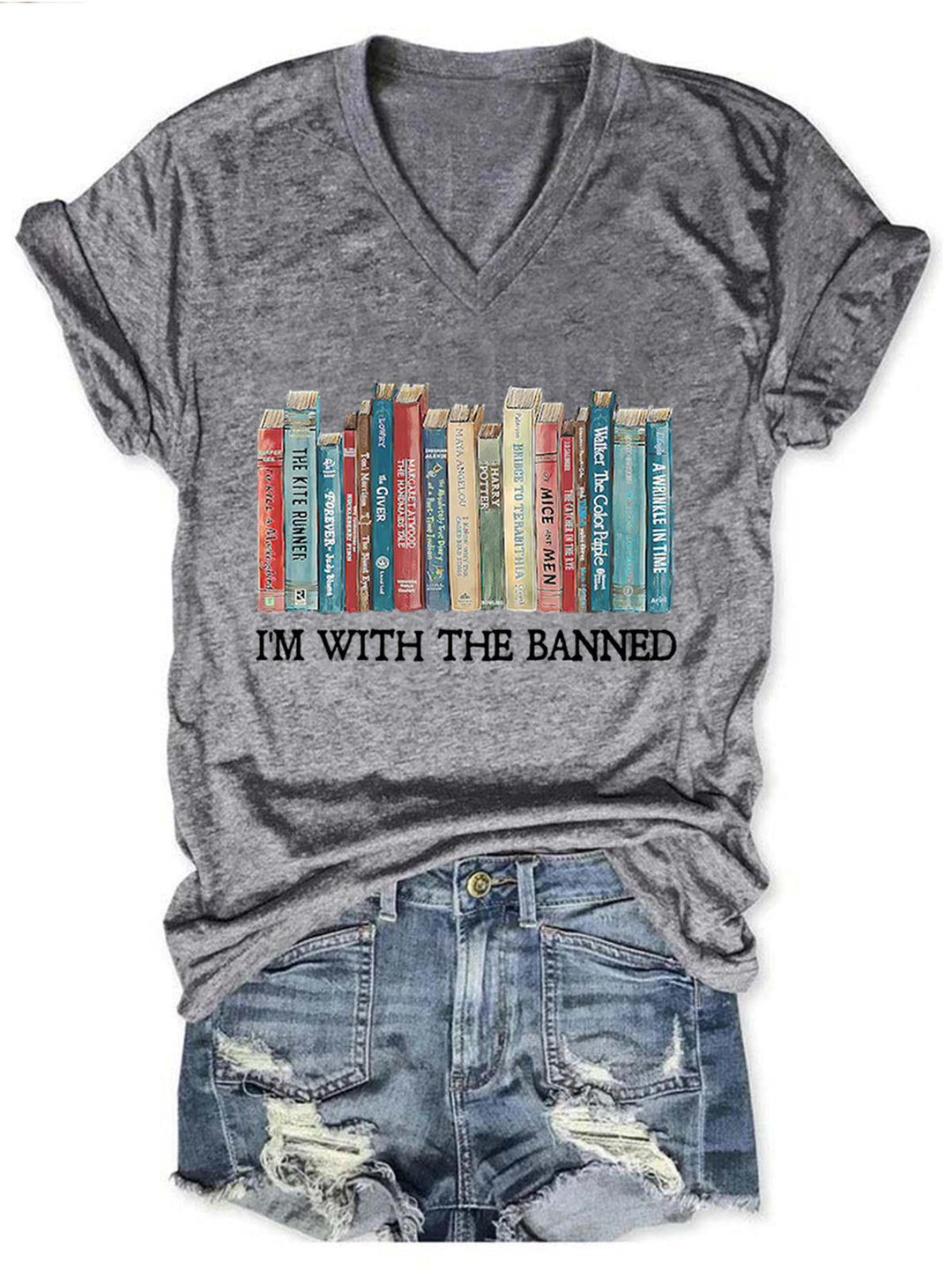 Women's I'm With The Banned Book Print T-Shirt