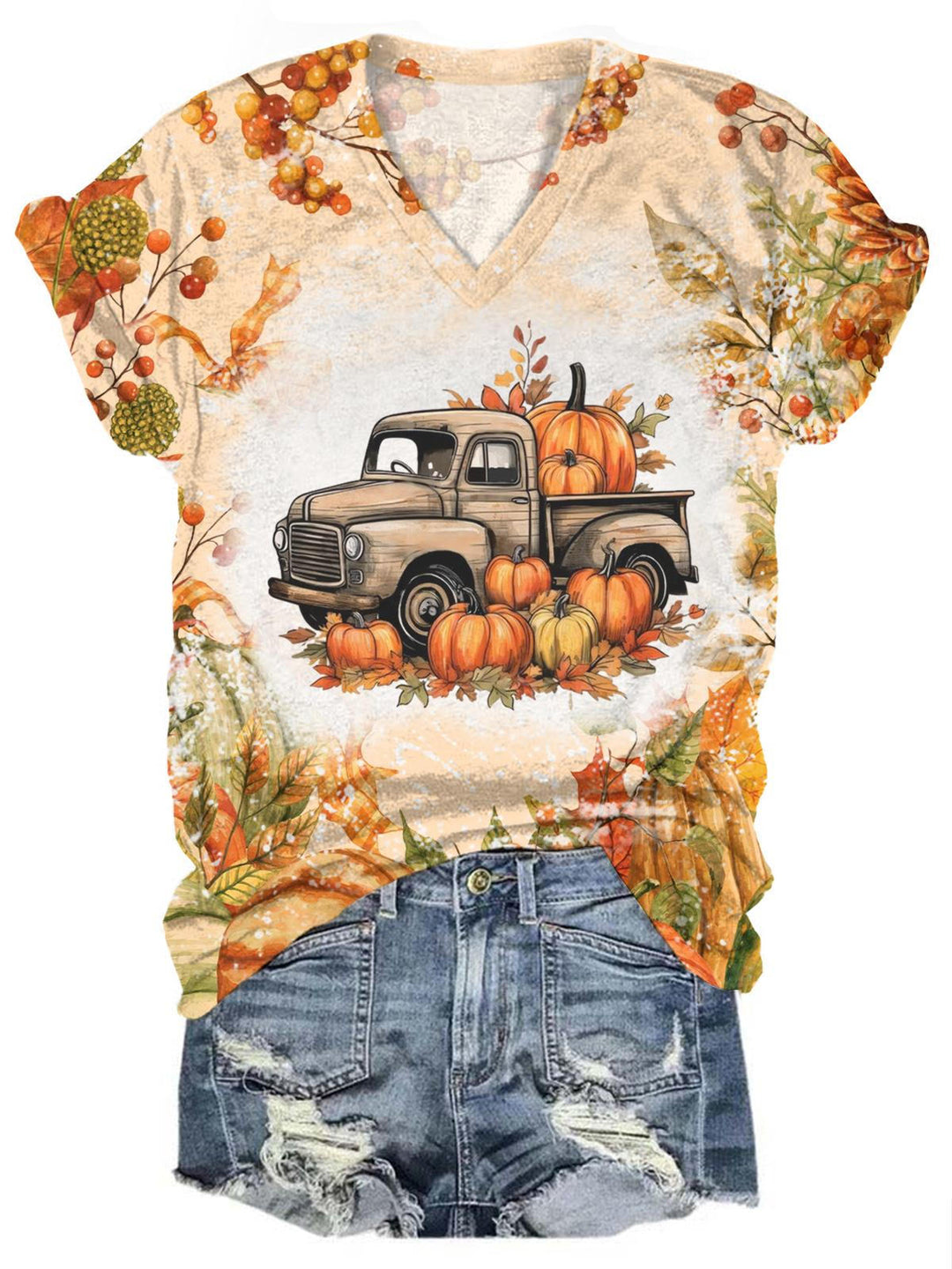 Fall Pumpkin Truck Print Top