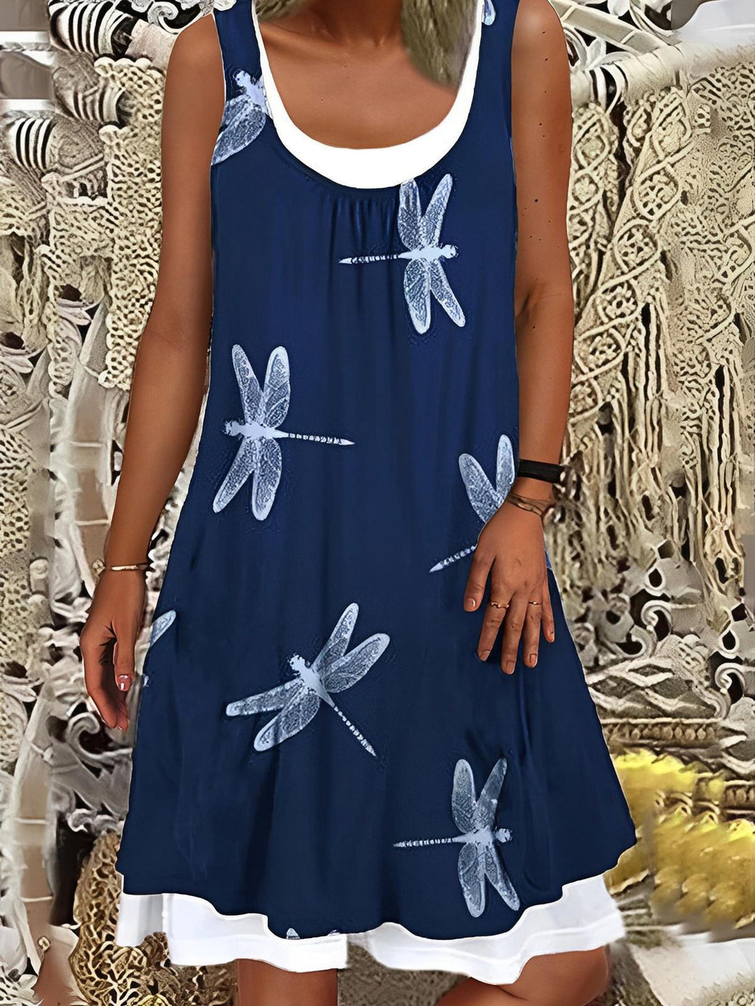 Women's Dragonfly Print Pocket Dress