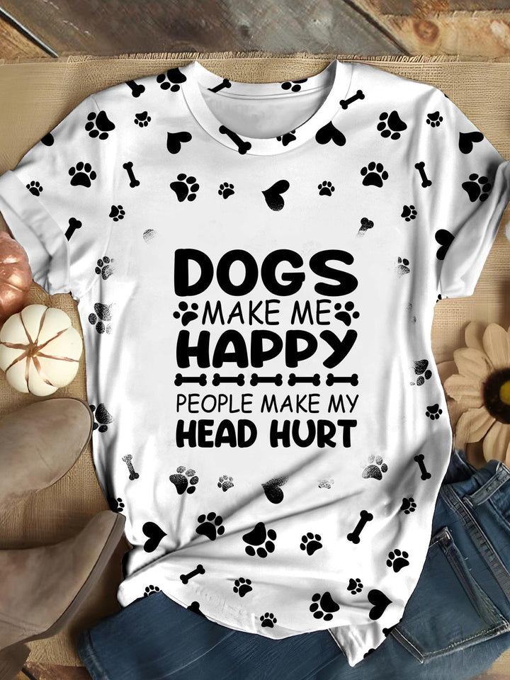 Dogs Make Me Happy Tie Dye T-shirt