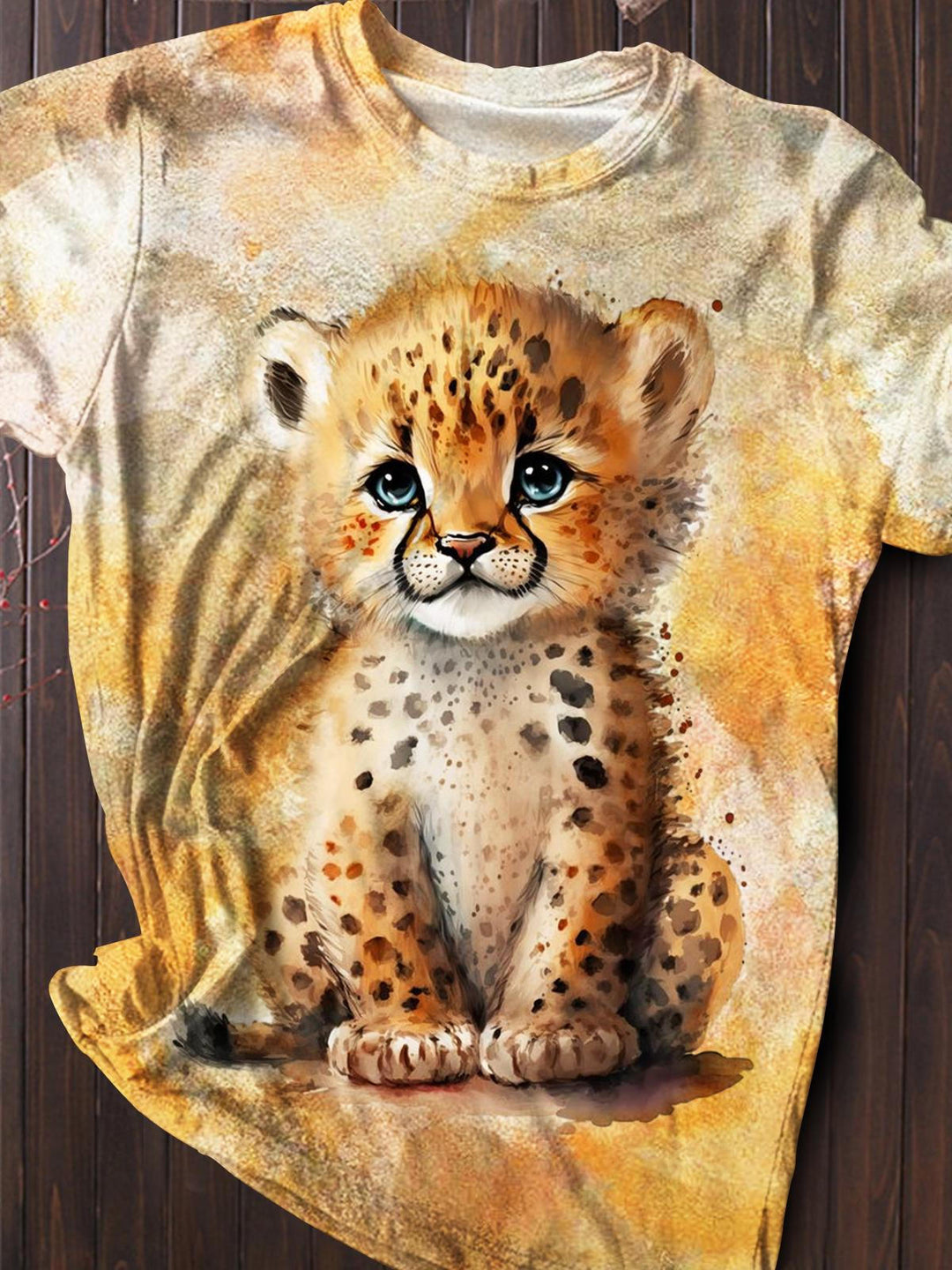 Baby Leopard Print Casual Crew Top