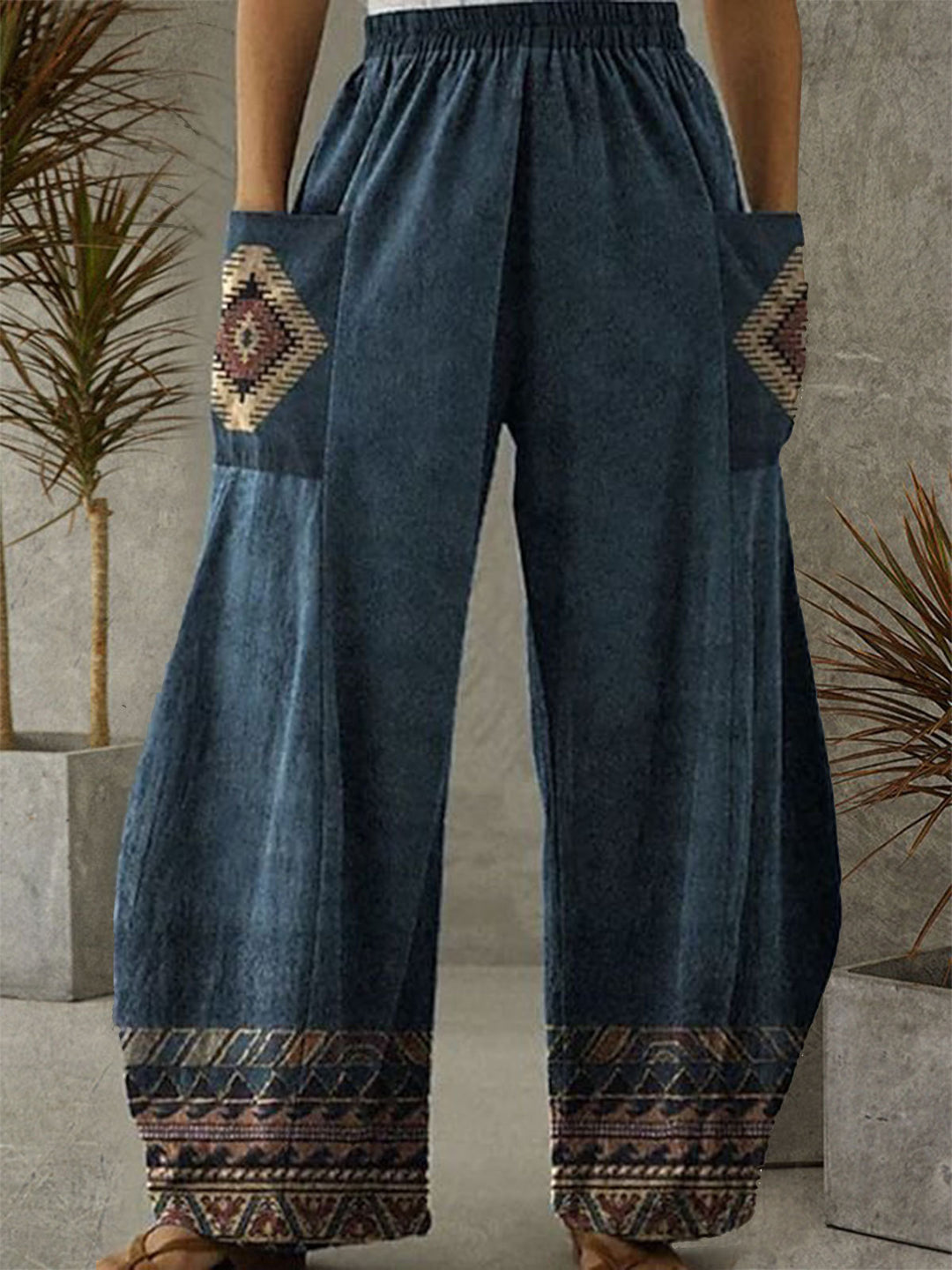 Women's Retro Print Casual Pants