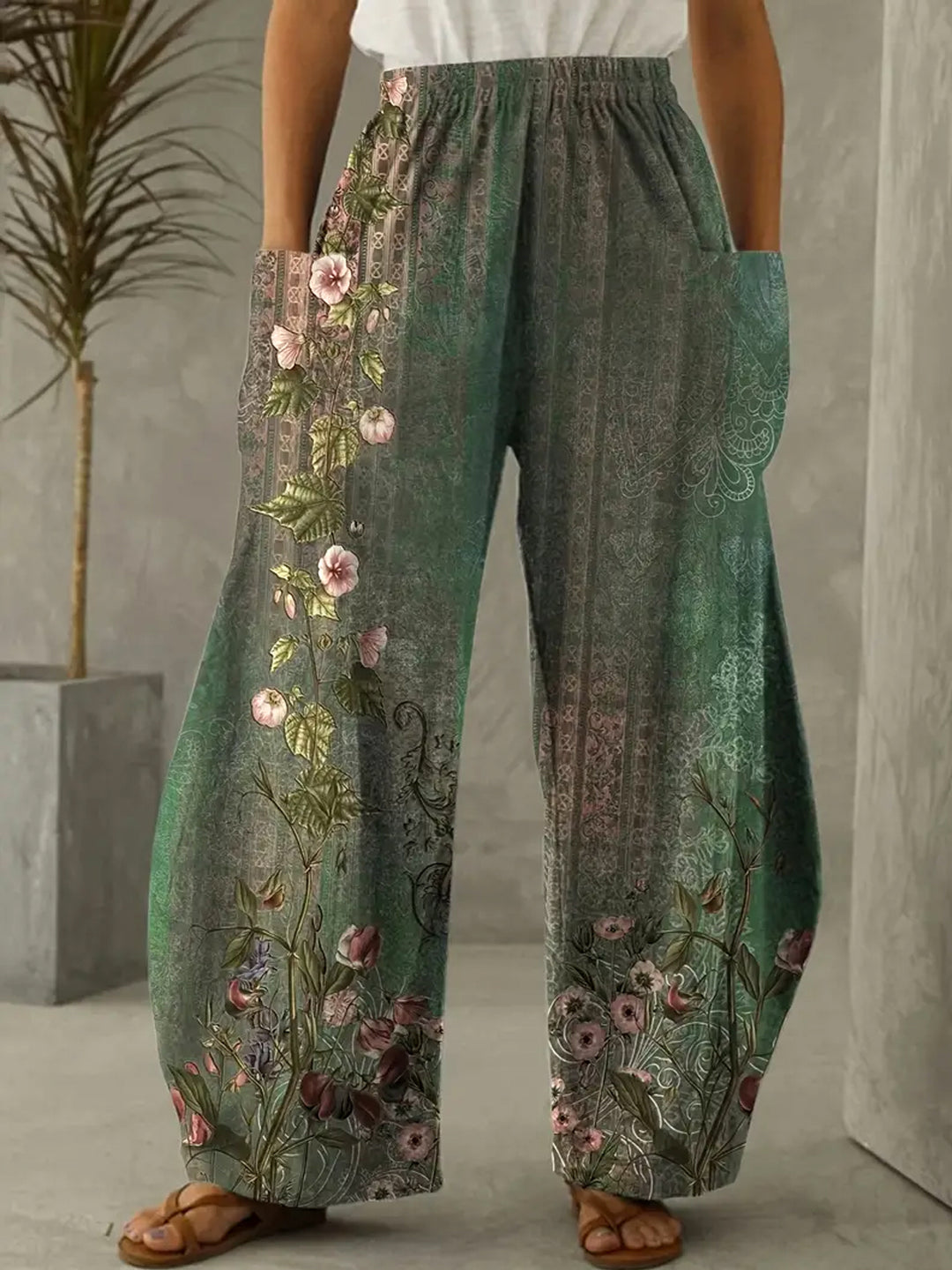Flower Print Casual Pants