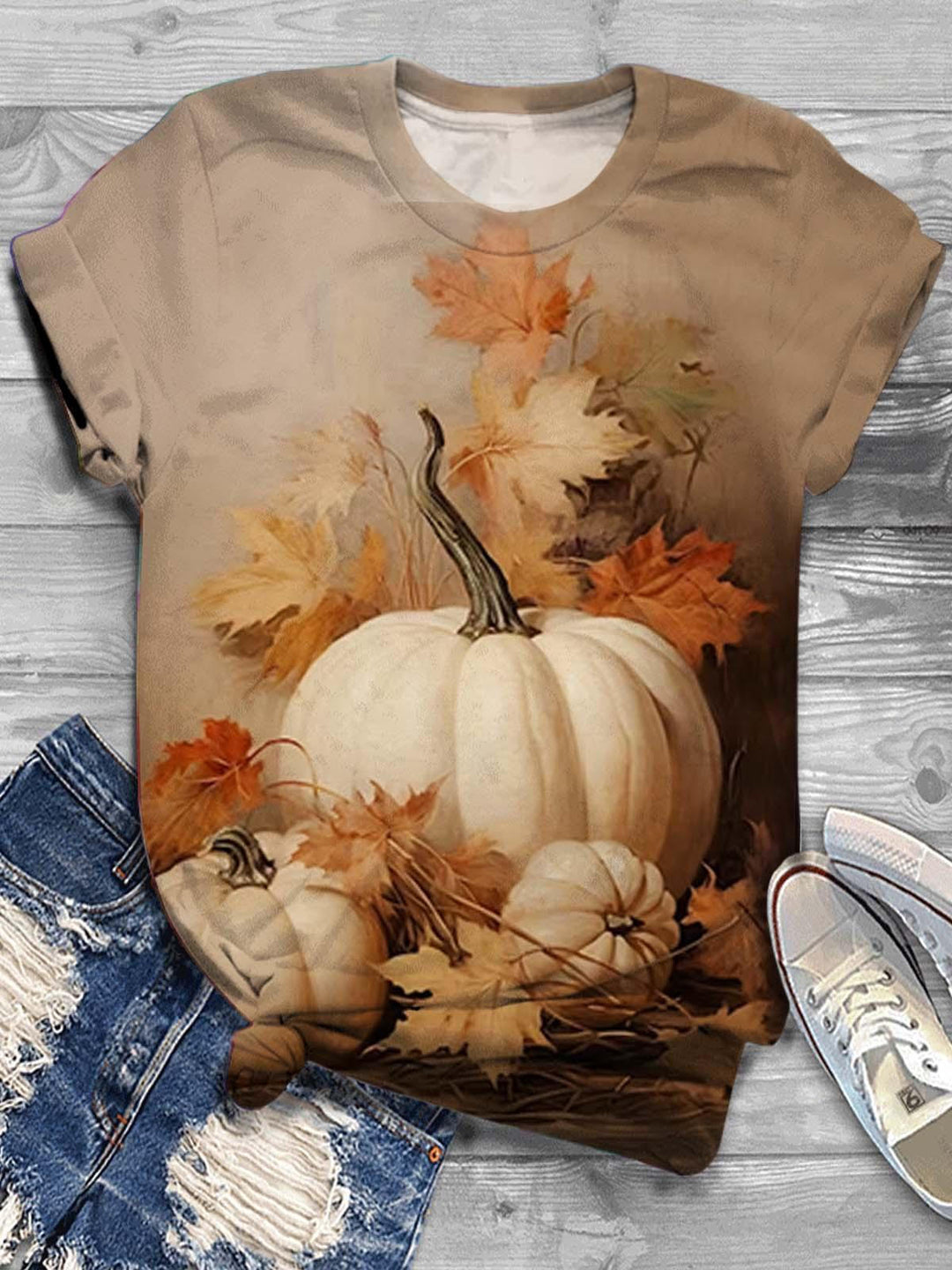 Women's Thanksgiving Pumpkin Print Top