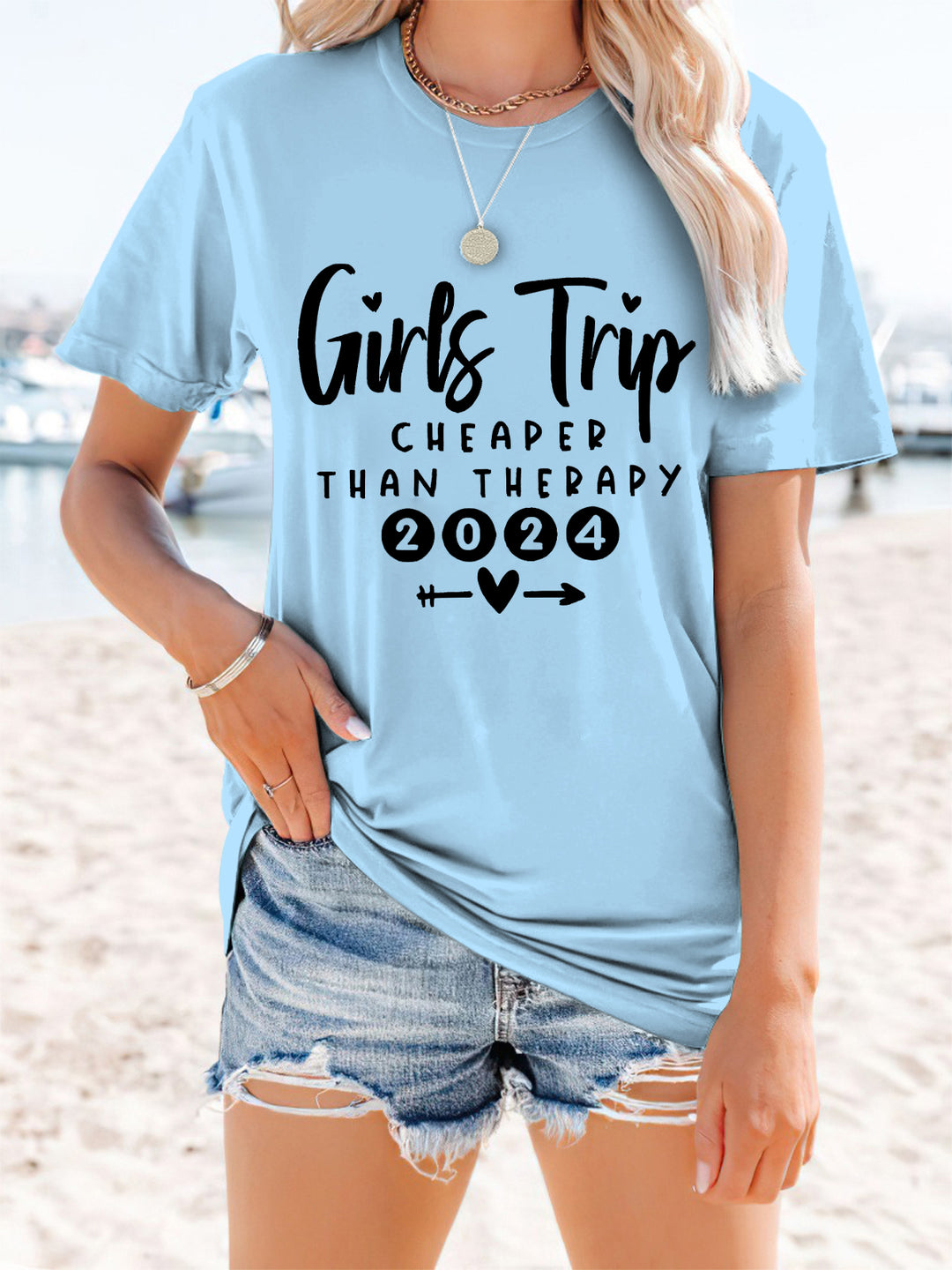 Girls Trip 2024 Cheaper Than Therapy Casual Short Sleeve T-shirt