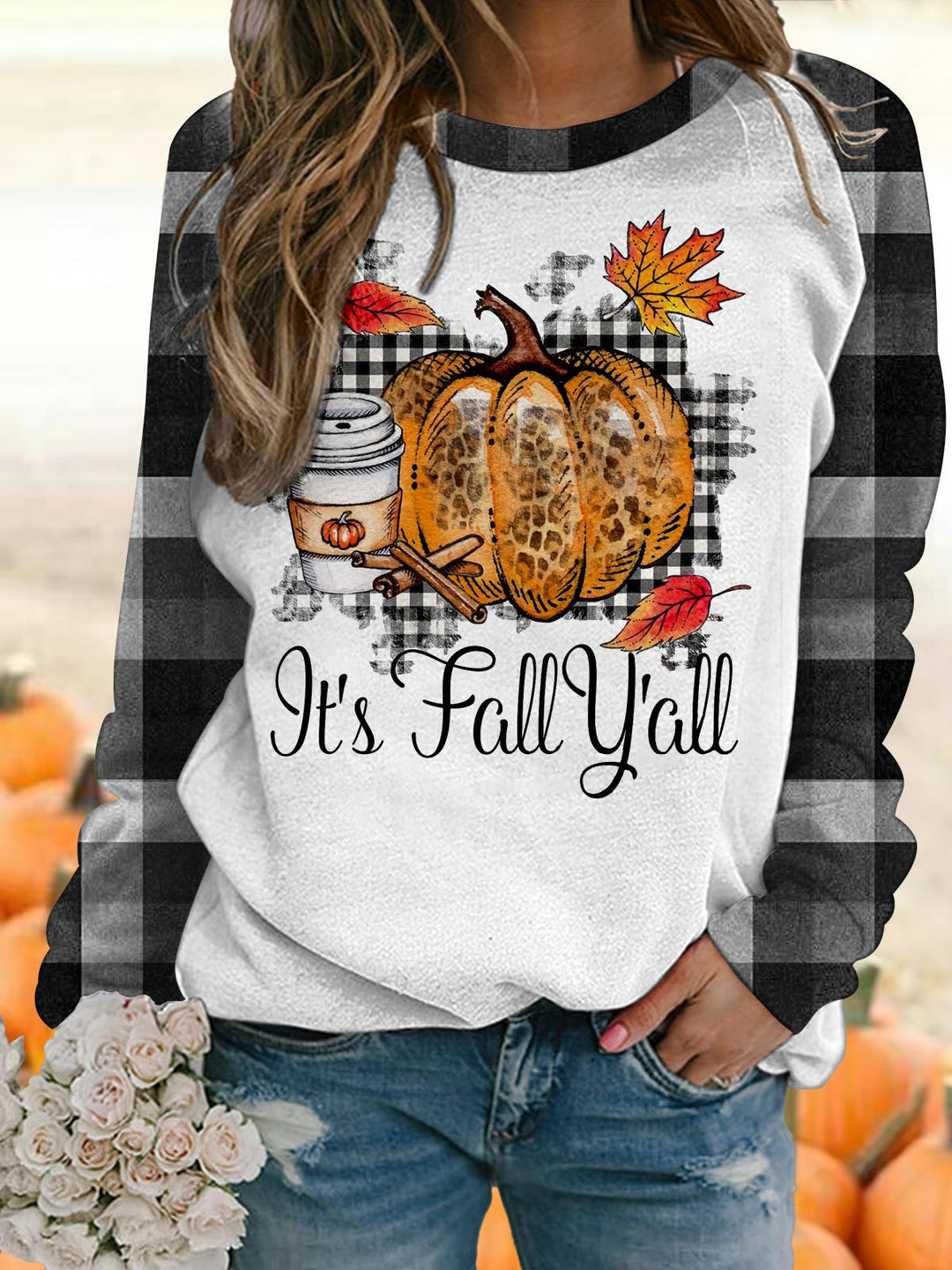 It's Fall Y'all Pumpkin Coffee Long Sleeve Top