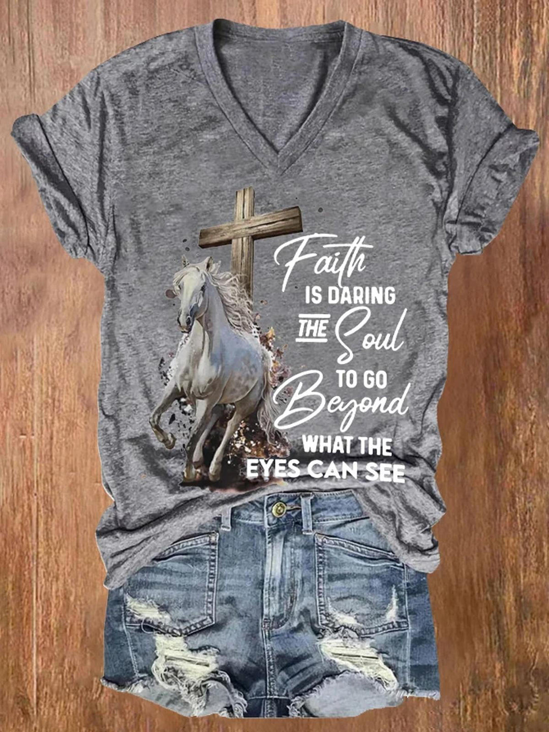 Faith Is Daring The Soul To Go Beyond What The Eyes Can See V-Neck T-Shirt