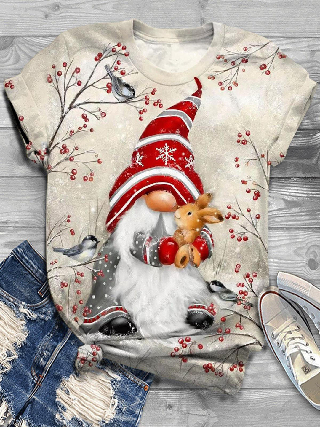Christmas Gnomes Crew Neck T-shirt