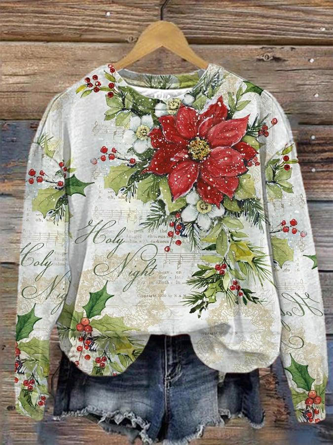 Women Vintage Christmas Print Top