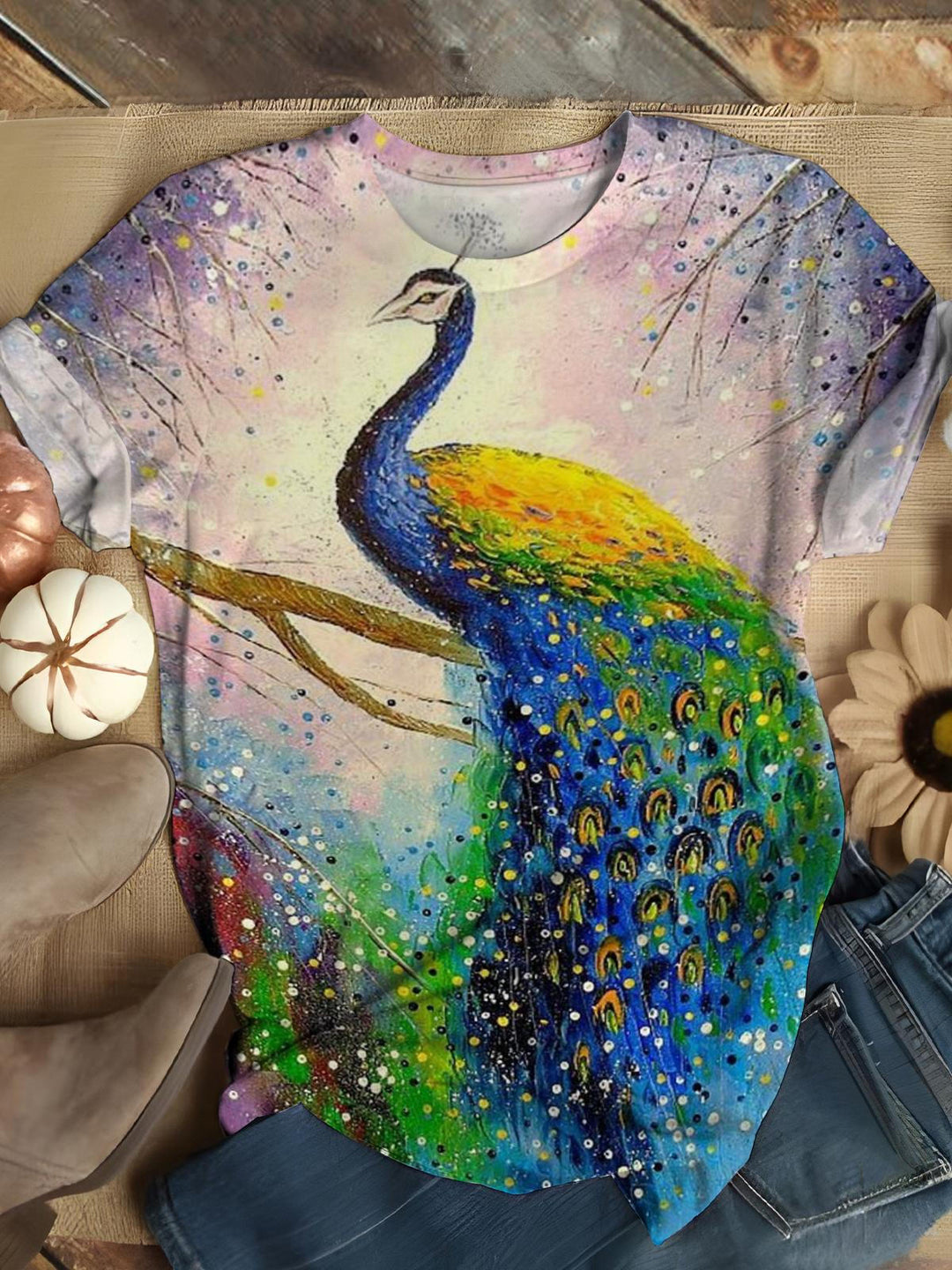 Peacock Crew Neck T-shirt