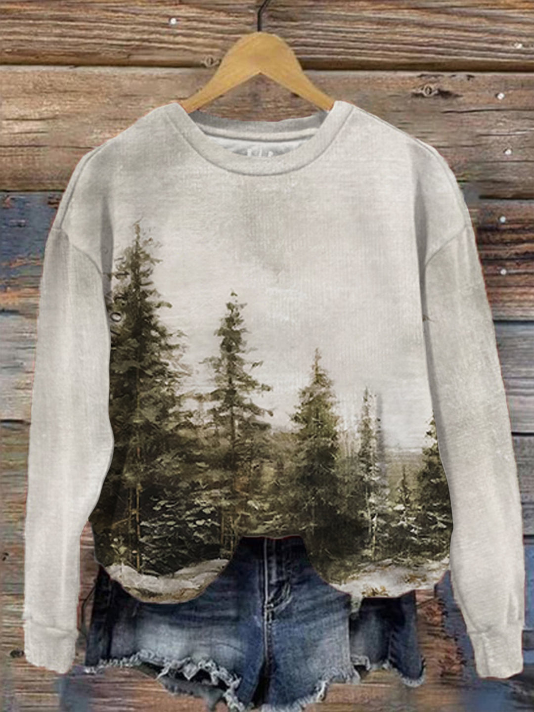 Women's Winter Pine Forest Print Top
