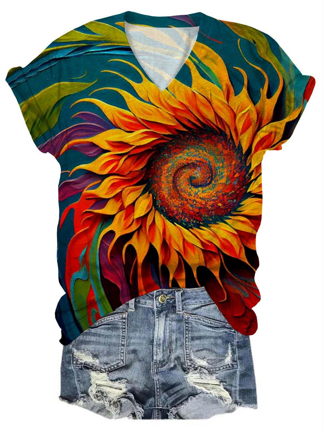 Sunflower V-Neck T-Shirt