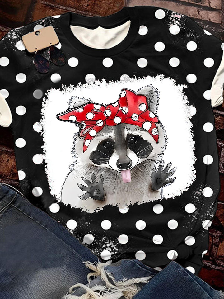 Raccoon With Bandana Tie Dye Polka Dots T-shirt