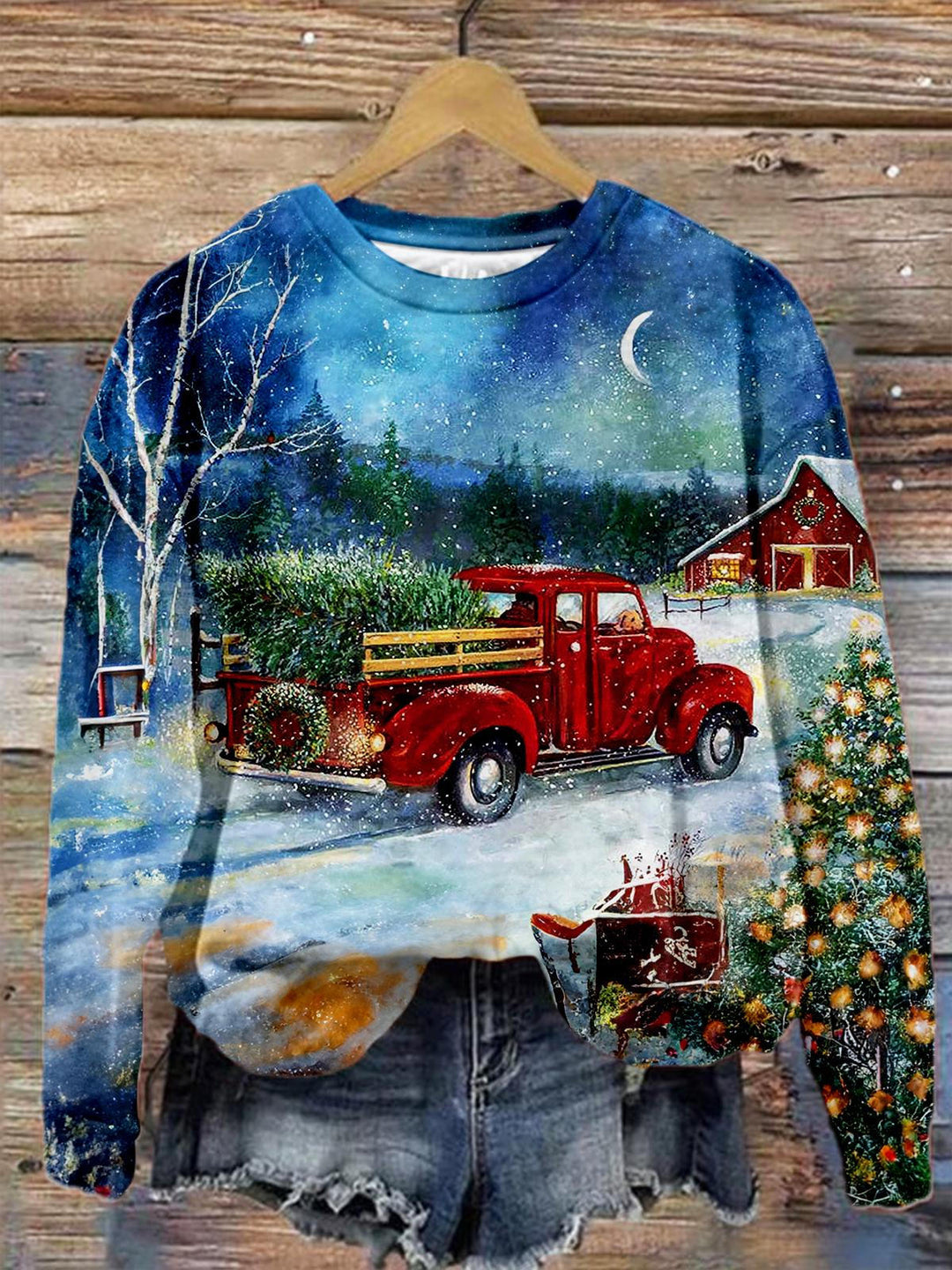 Christmas Tree Truck Long Sleeve Top