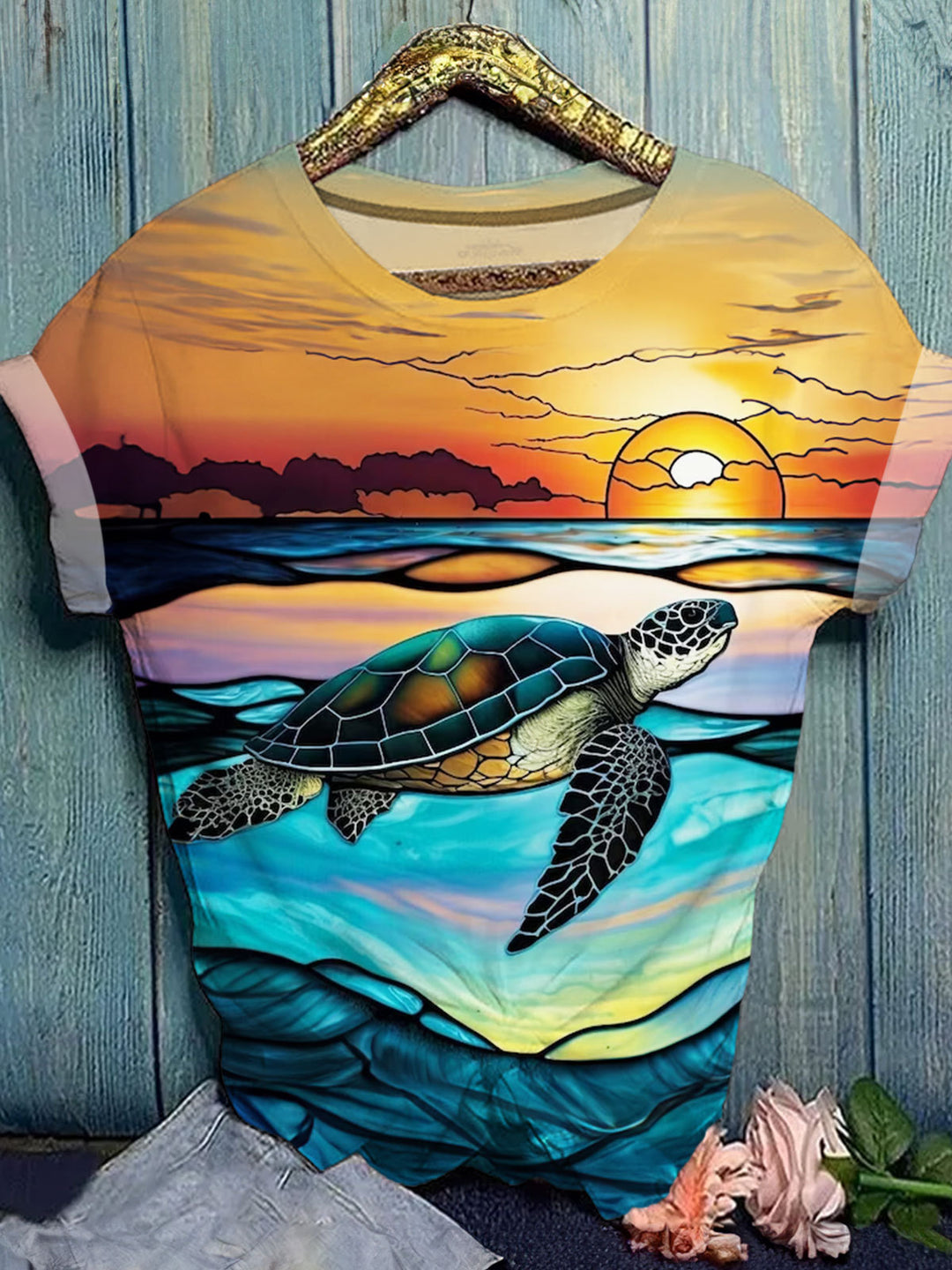 Sea Turtle Print Crew Neck T-shirt
