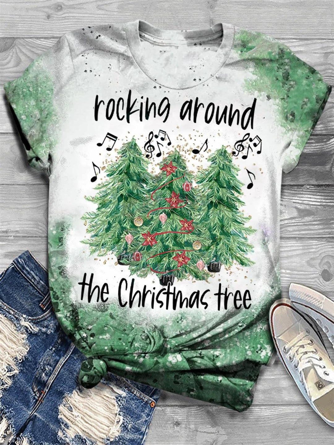 Rocking Around The Christmas Tree Print Tee