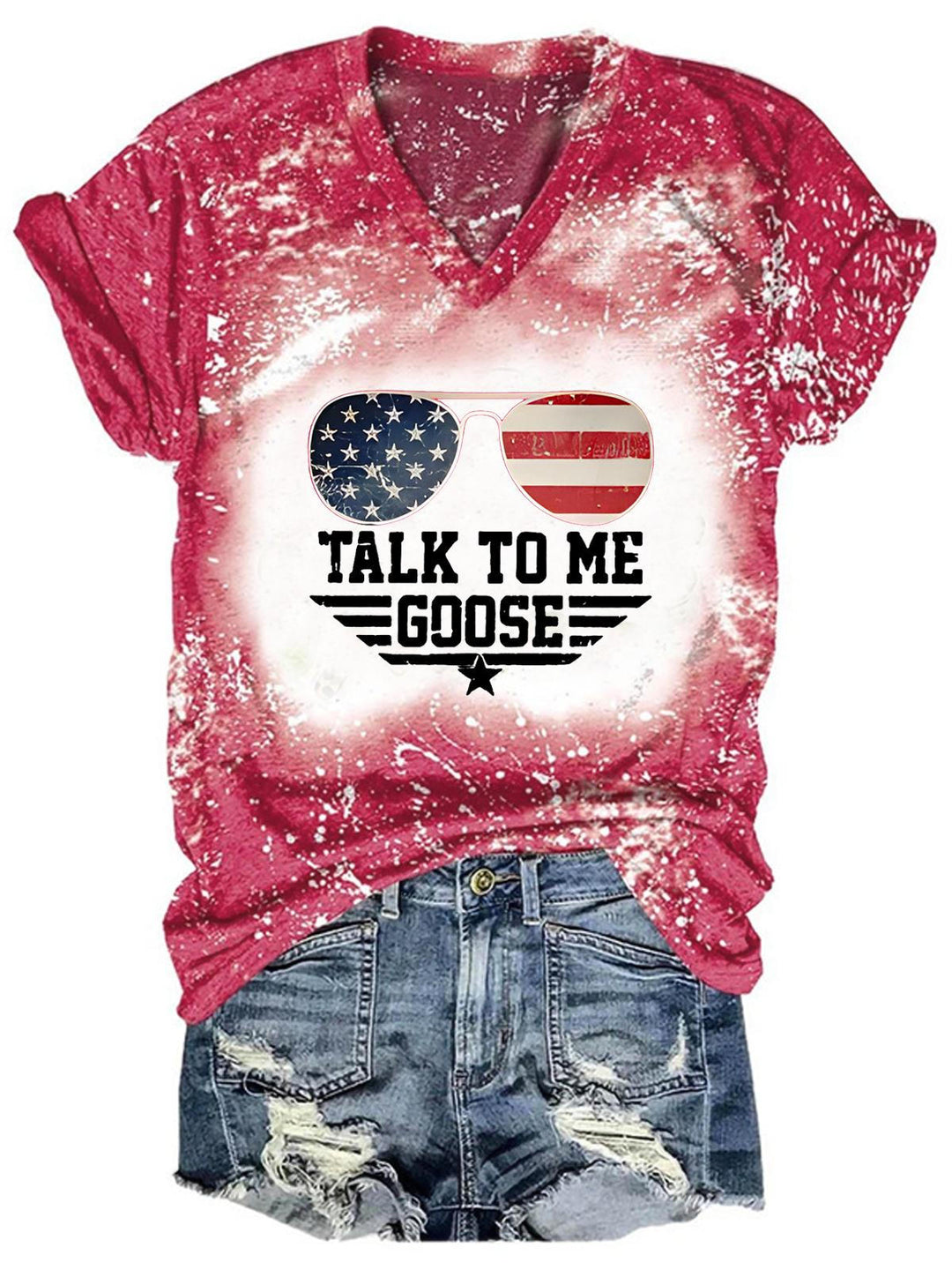 Talk To Me Goose Tie-Dye V-Neck Short-Sleeve Women's T-Shirt