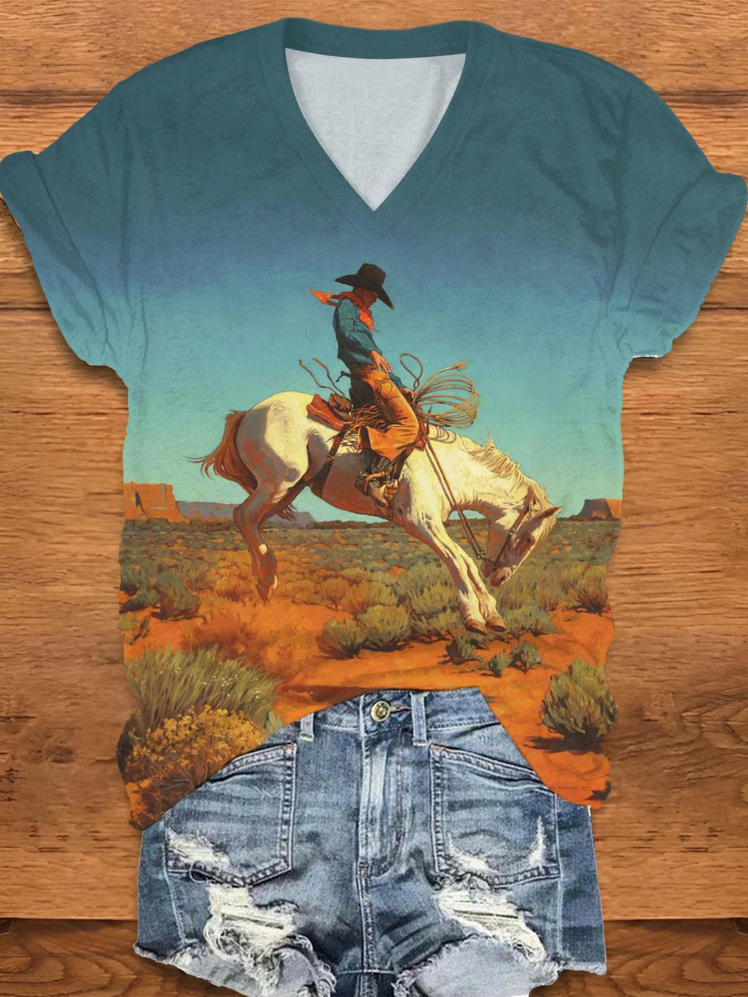 Cowboy Dessert V-Neck T-Shirt