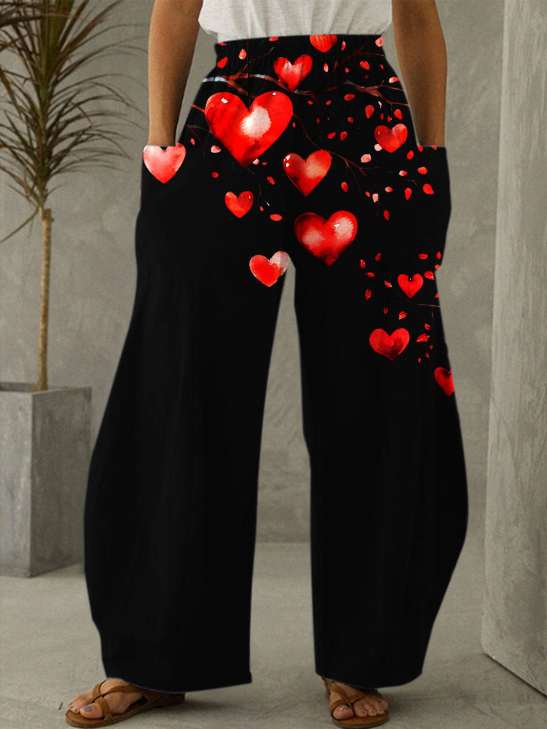 Women's Valentine Heart Print Casual Pants
