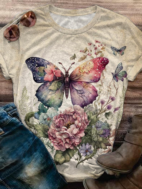 More Than Butterflies Floral V-Neck Top