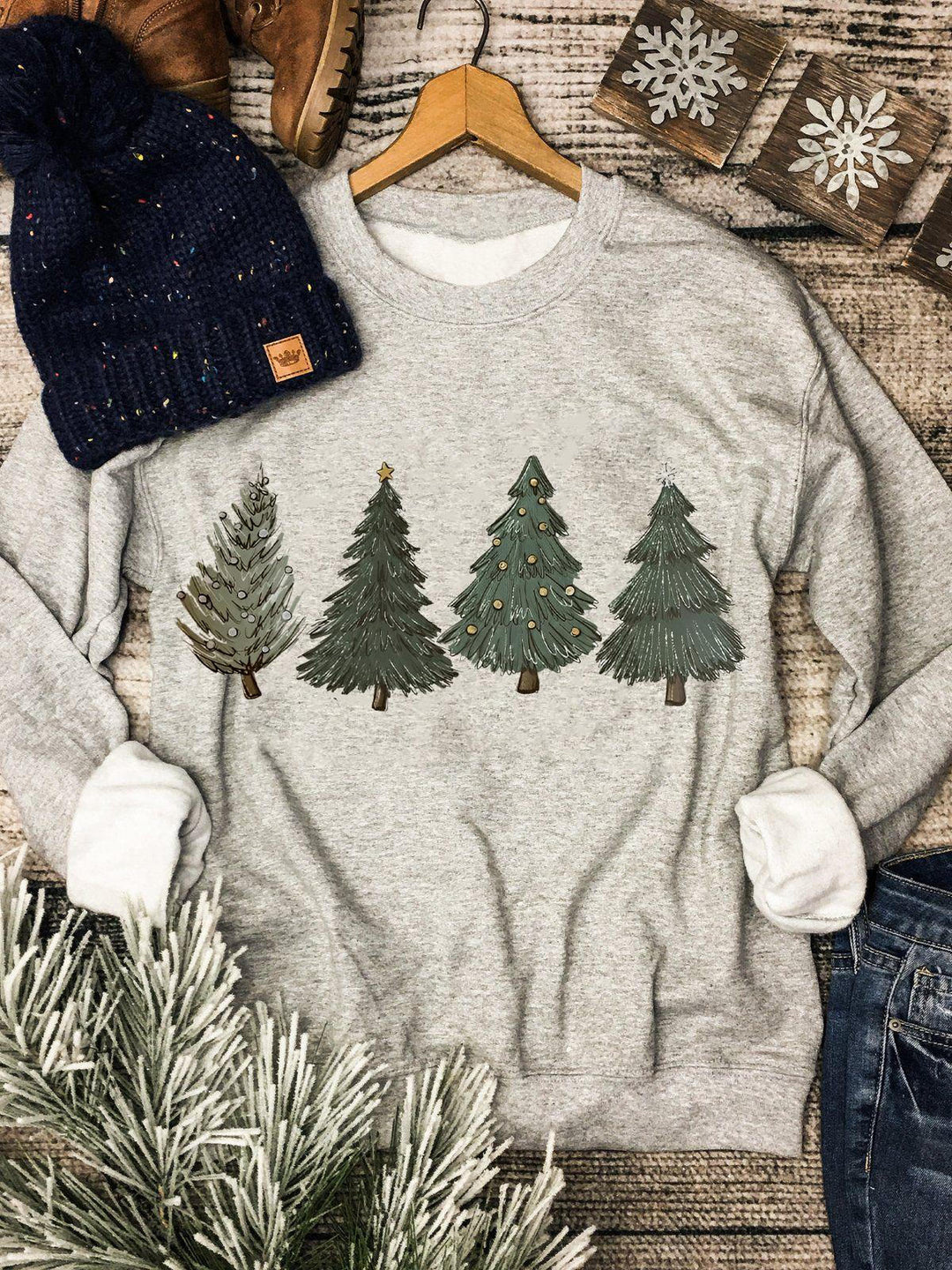 Women's Christmas Tree Round Neck Long Sleeve Top