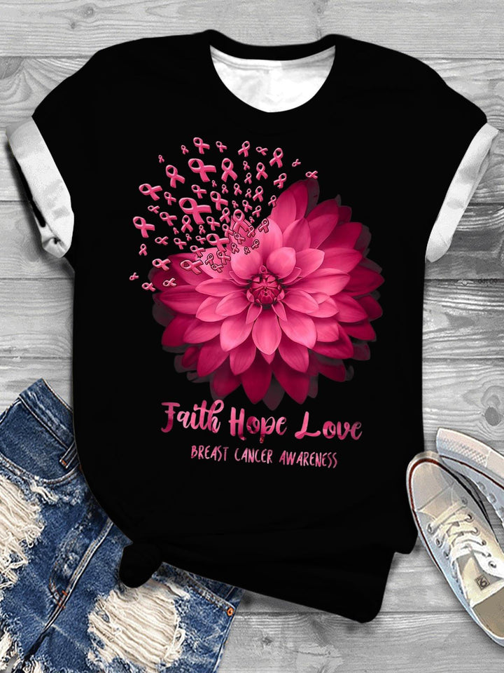 Faith Hope Love Print Casual T-shirt