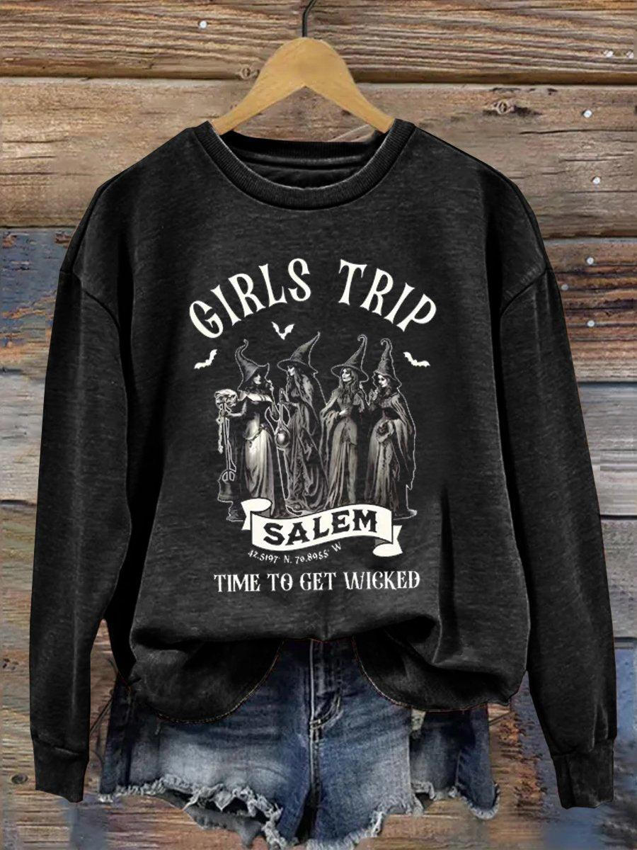 Girls Trip Salem Print Crew Neck Top