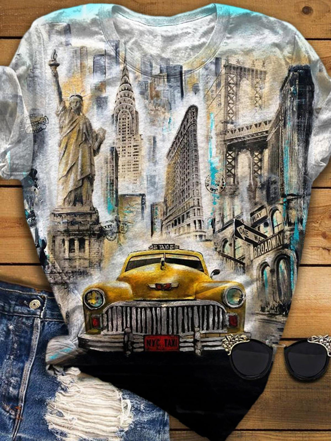 Vintage Taxi Crew Neck T-shirt