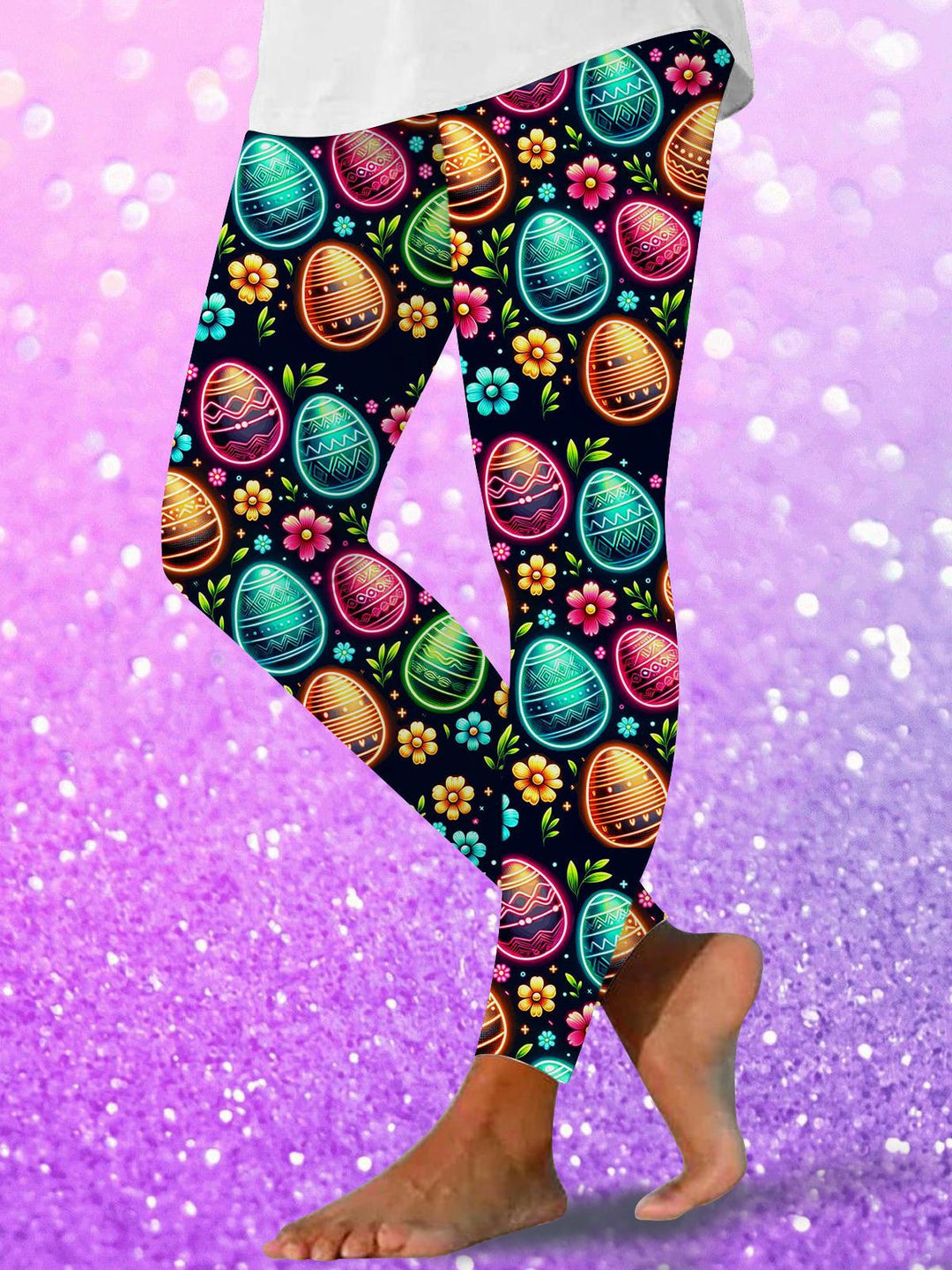 Easter Eggs Print Casual Leggings
