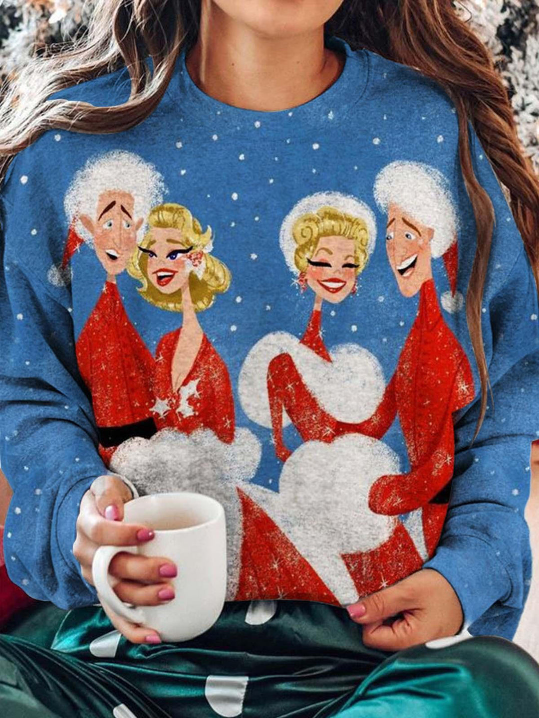 Merry Christmas Print Casual Long Sleeve Top