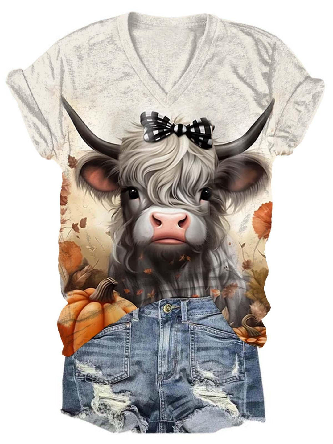 Women's Cute Highland Cow Print Casual Top