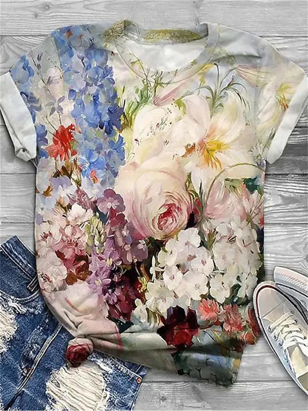 Flower Crew Neck T-shirt