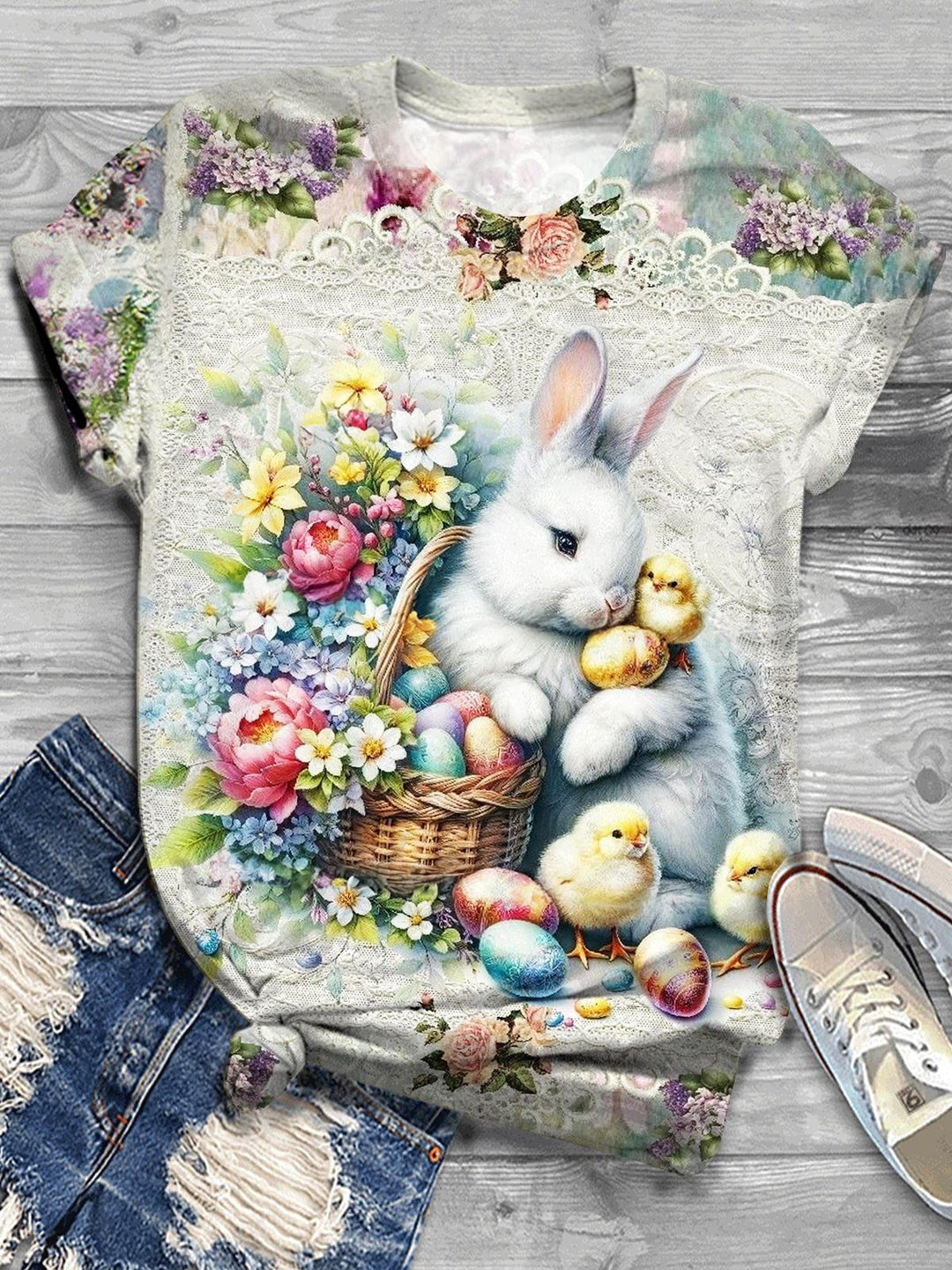 Easter Day Rabbit Crew Neck T-shirt