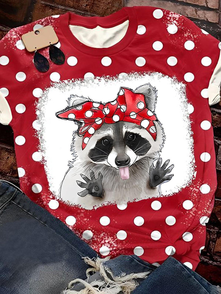 Raccoon With Bandana Tie Dye Polka Dots T-shirt