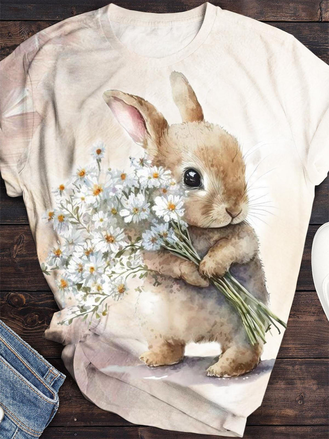 Daisy Bunny Print Easter Top