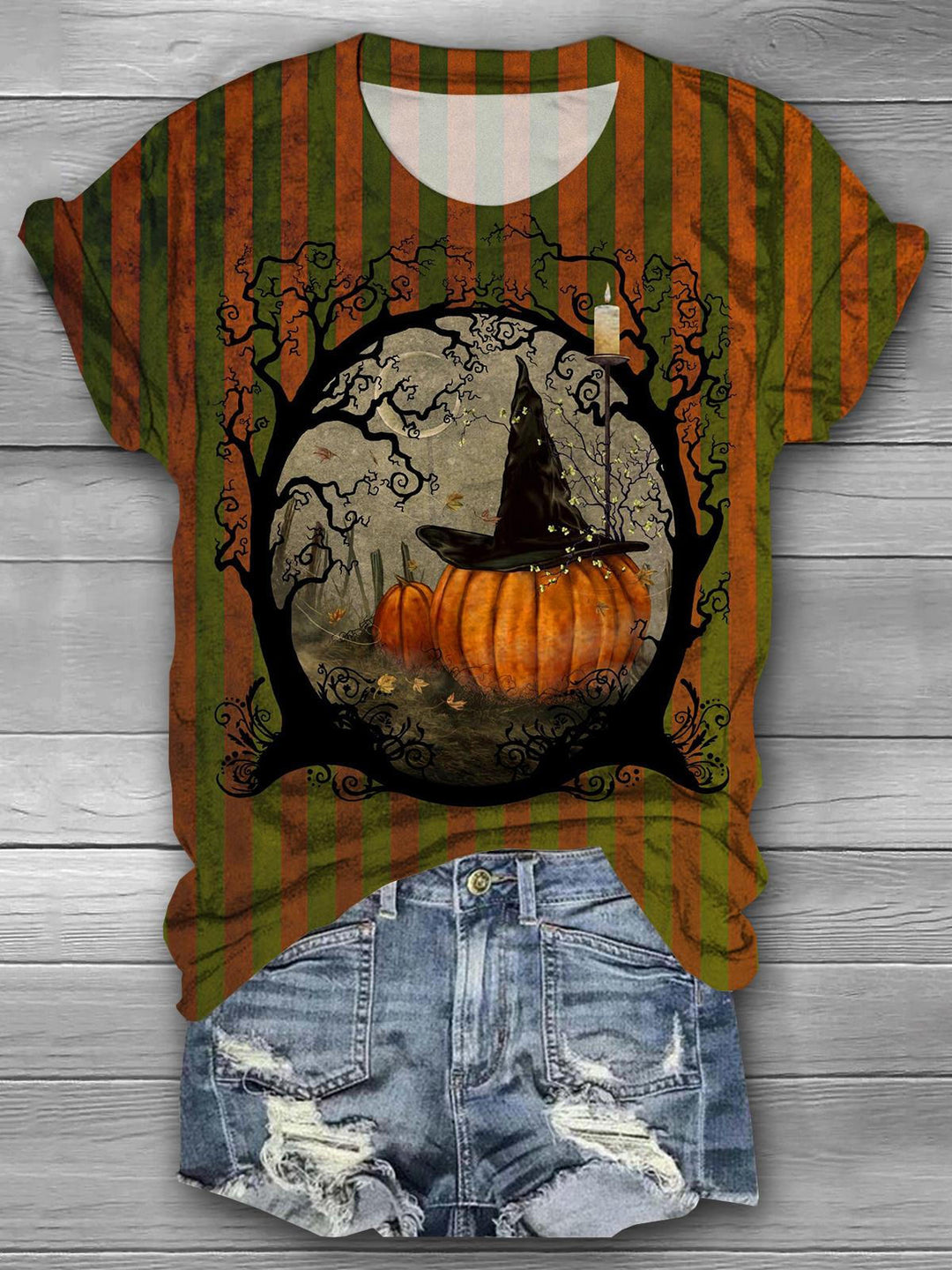 Witch Hat Pumpkin Print Casual T-shirt