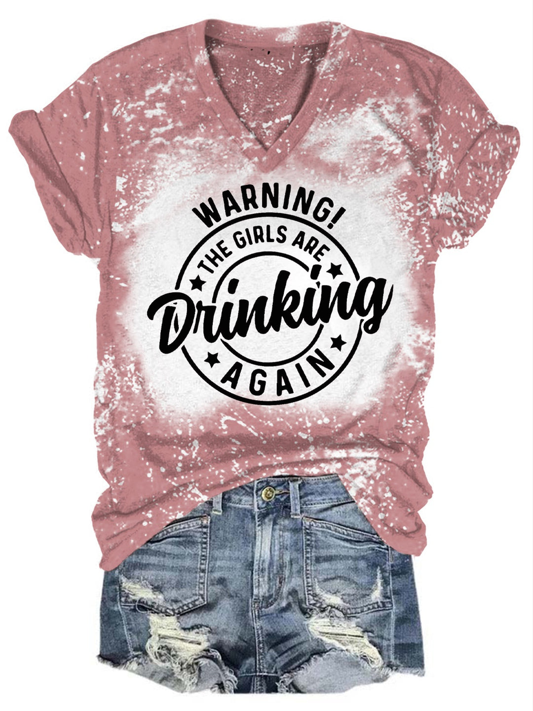 Warning! The Girls are Drinking Again V-Neck T-Shirt