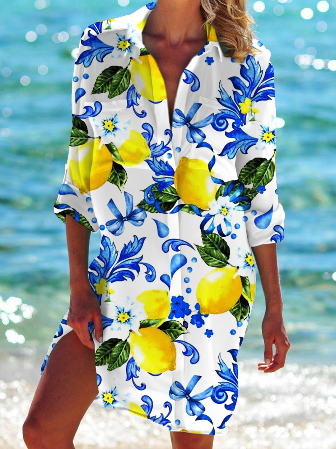 Long Sleeve Beach Shirt Dress
