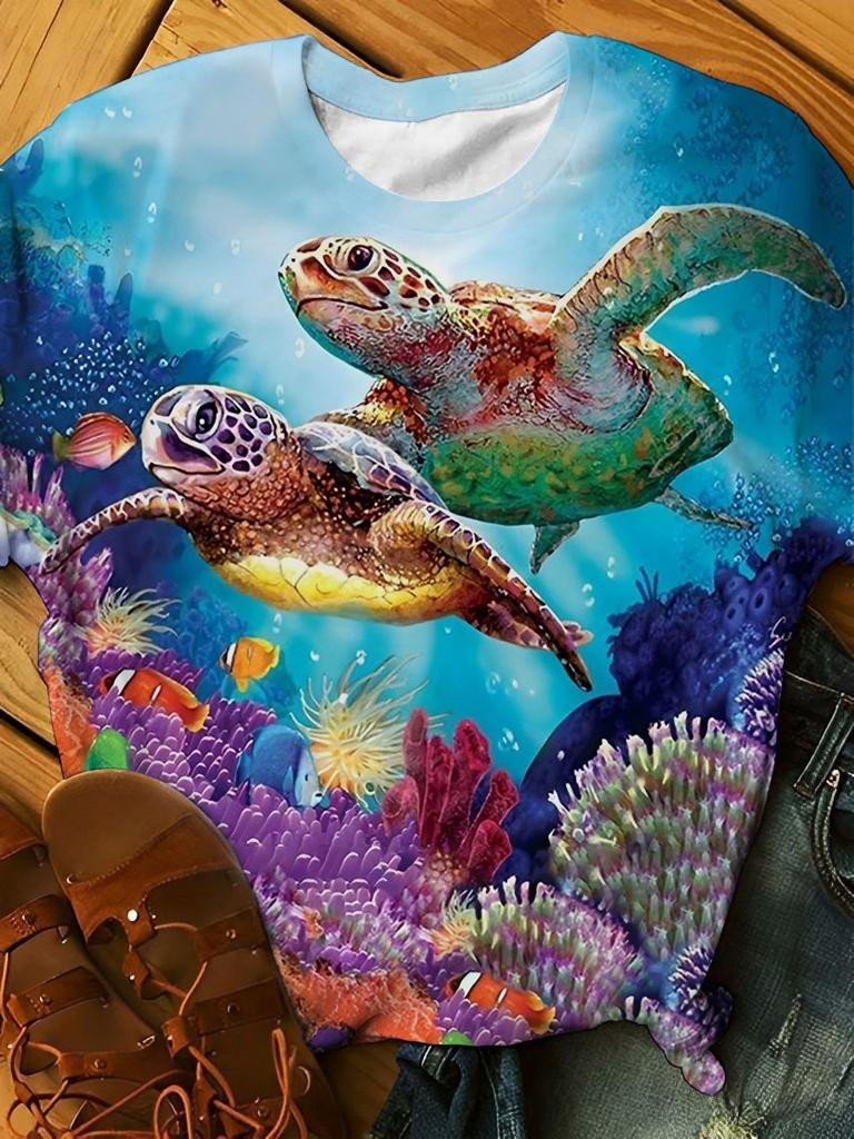 Ocean Turtles Print Casual T-shirt