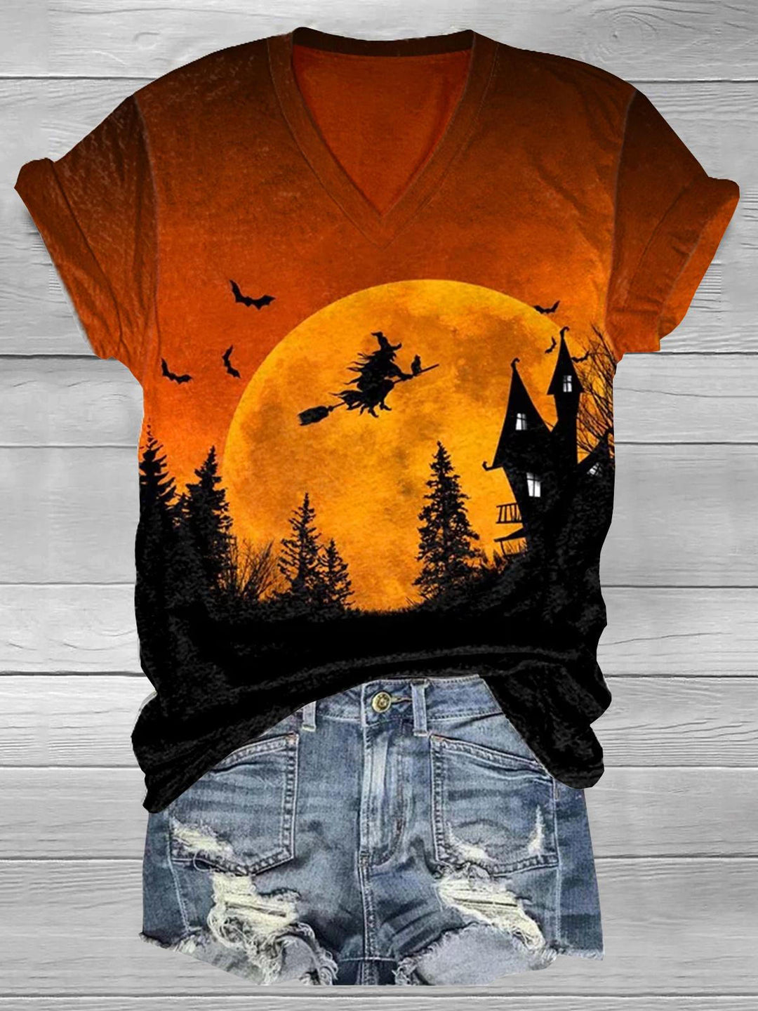 Halloween Witch V-Neck T-Shirt