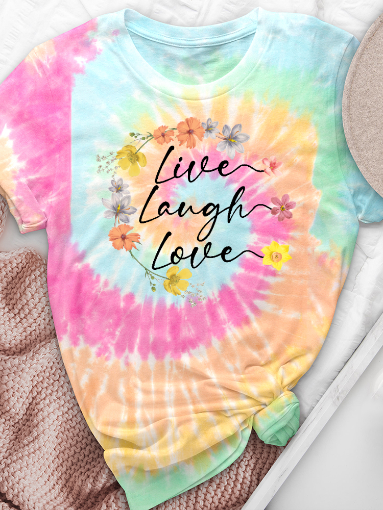 Live Laugh Love Tie-Dye Crew Neck Tee