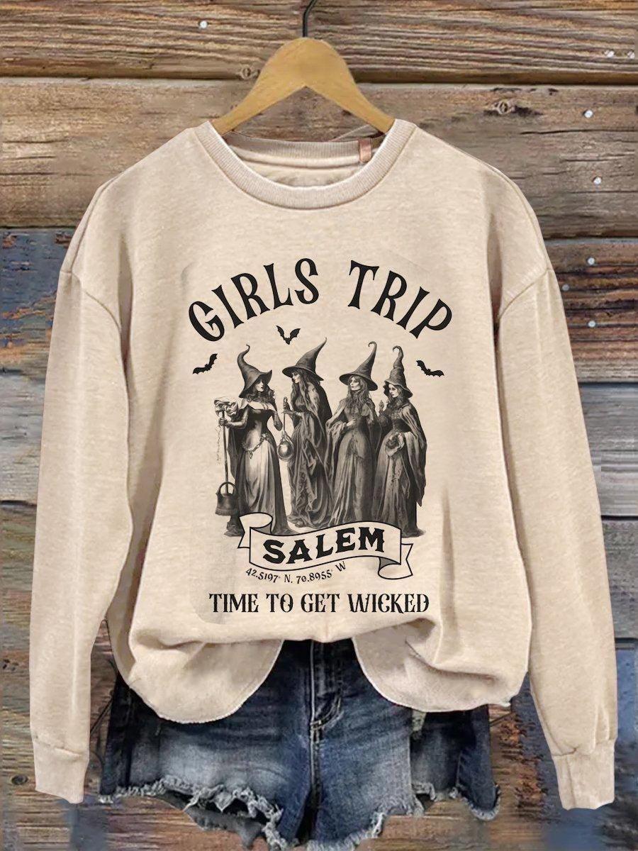 Girls Trip Salem Print Crew Neck Top