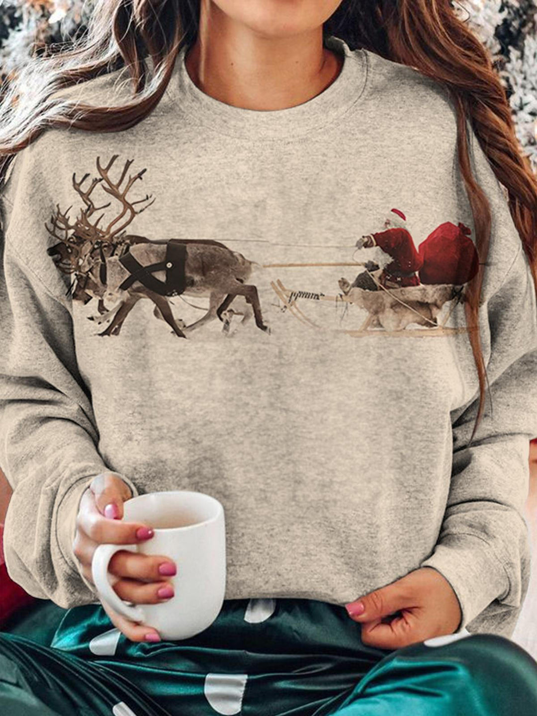 Women's Simple Christmas Print Casual Top