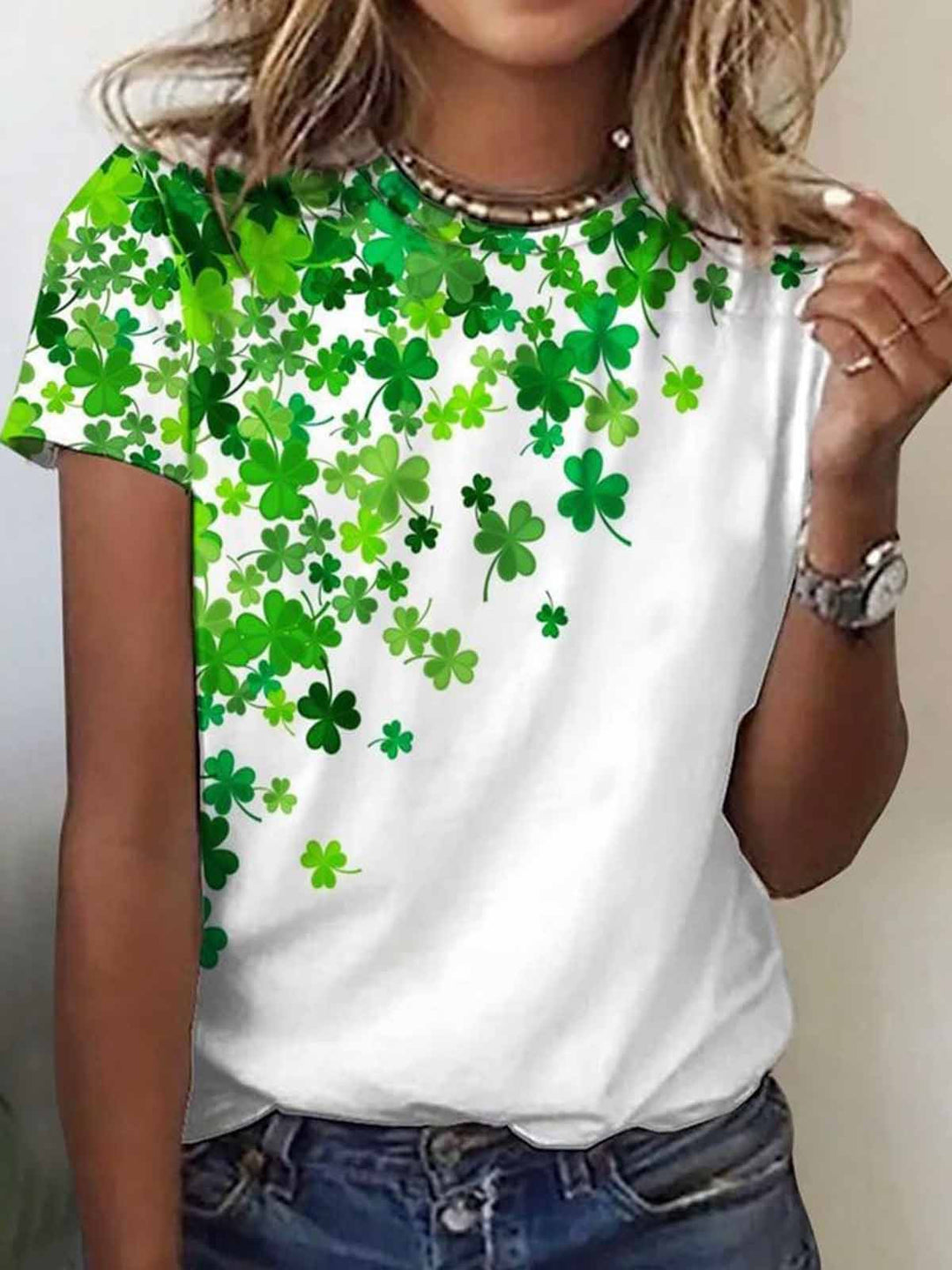 St. Patrick's Day Print Casual Crew Neck T-shirt