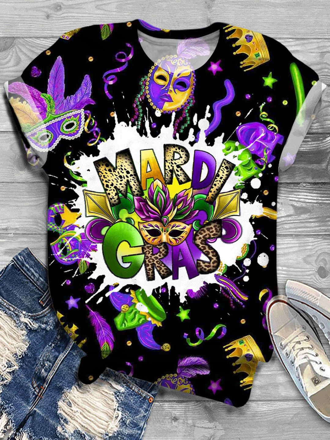 Mardi Gras Vibes Crew Neck T-shirt