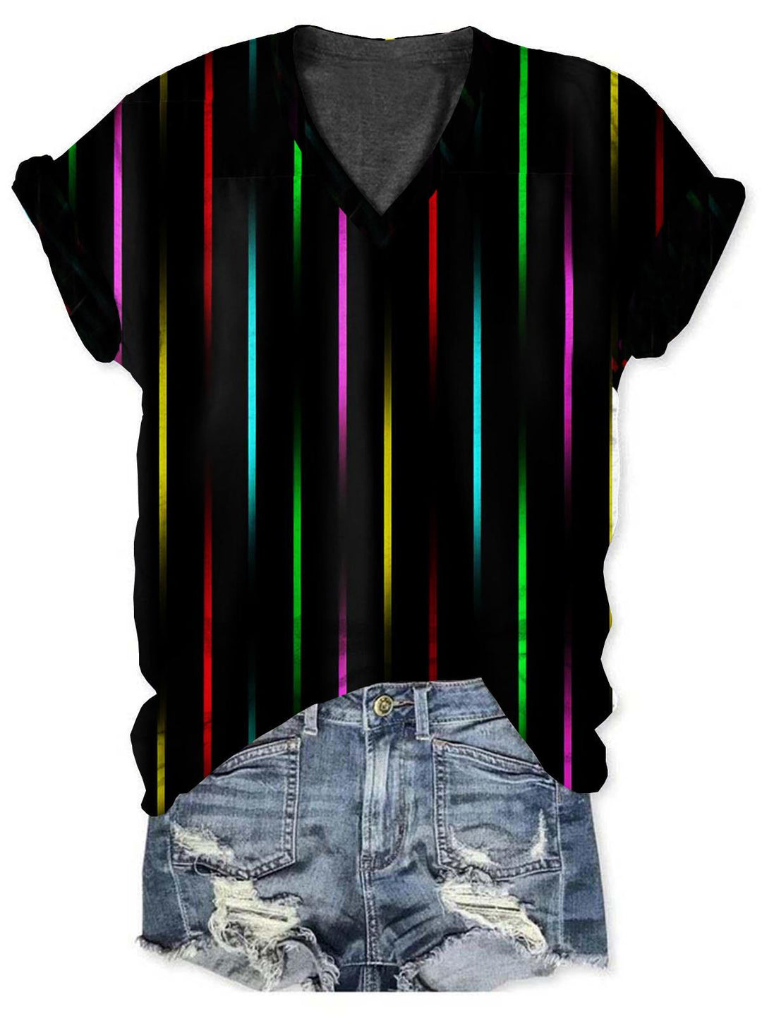 Women's Rainbow Aurora Stripe T-Shirt