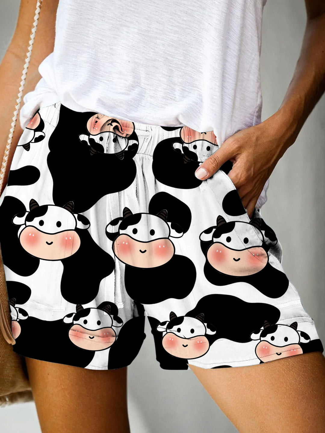 Women's Cute Cow Print Casual Shorts
