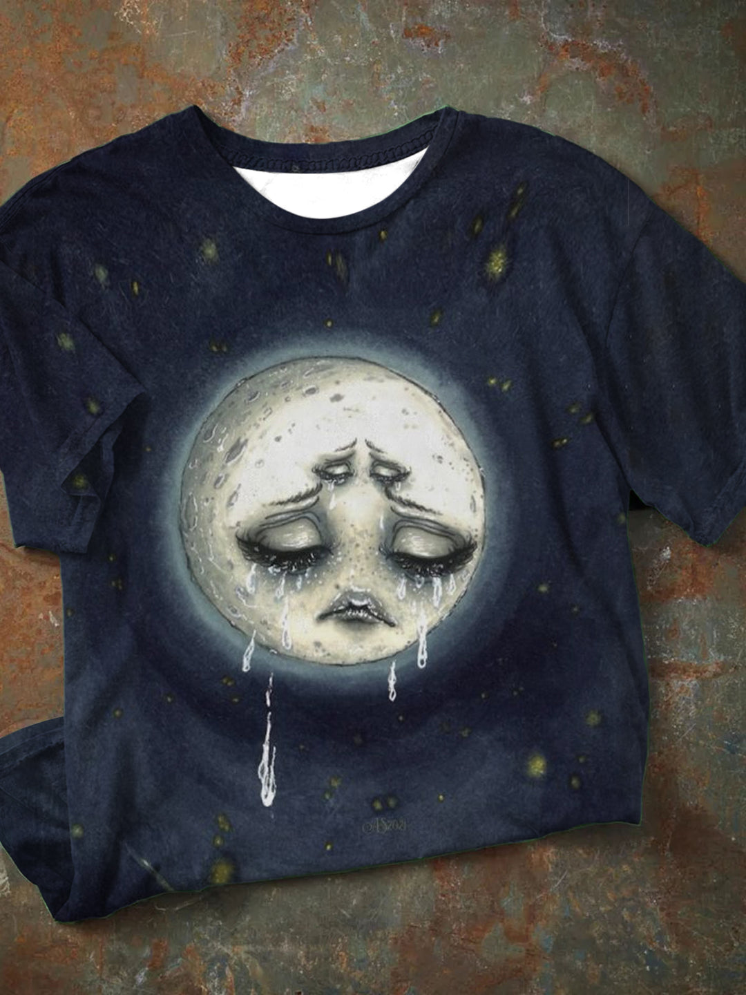 Tears Of The Moon Print Crew Neck T-Shirt