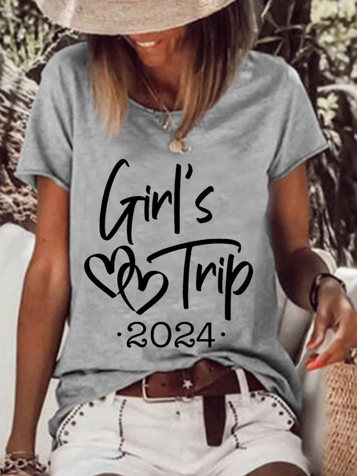 Girl's Trip 2024 Printed Casual Short Sleeve T-Shirt